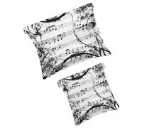 FNETJXF 2 trousse tascabili in finta pelle, piccola trousse per trucco, portatile, senza cerniera, mini pochette per il trucco per rossetto, note musicali, musica artistica, farfalla, modello1732,