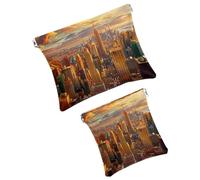 FNETJXF Borsa cosmetica tascabile in ecopelle, piccola borsa per il trucco, mini borsa per il trucco, borsa multifunzionale da viaggio, 2 pezzi, universo nebulosa, modello1813, 7.1x5.8in/4.7x4.5in