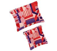 FNETJXF Borsa per il trucco in ecopelle da 2 pezzi, piccola borsa per il trucco per borsa, borsa portatile da viaggio per donne, borsa portaoggetti multifunzionale da schegge, arte geometrica astratta