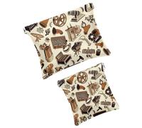 FNETJXF Borsa per il trucco in finta pelle da 2 pezzi, piccola borsa da viaggio, portatile, senza cerniera, borsa cosmetica portatile da spremere, treno di montagna, modello1642, 7.1x5.8in/4.7x4.5in