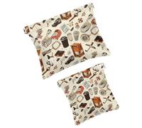 FNETJXF Borsa per il trucco in finta pelle da 2 pezzi, piccola borsa da viaggio, portatile, senza cerniera, borsa cosmetica portatile da spremere, treno di montagna, modello1643, 7.1x5.8in/4.7x4.5in