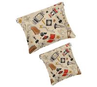 FNETJXF Borsa per il trucco in finta pelle da 2 pezzi, piccola borsa da viaggio, portatile, senza cerniera, borsa cosmetica portatile da spremere, treno di montagna, modello1645, 7.1x5.8in/4.7x4.5in