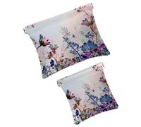 FNETJXF Confezione da 2 borse per cosmetici tascabili in ecopelle, piccole trousse per il trucco, da viaggio, per donne, con chiusura a schegge, per gioielli, fiori e dente di leone floreale,