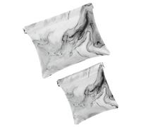 FNETJXF Confezione da 2 borse per cosmetici tascabili in ecopelle, piccole trousse per trucchi, mini tasca tascabile, chiusura a schegge, custodia per gioielli con motivo marmo grigio bianco,