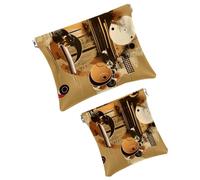 FNETJXF Confezione da 2 borse per il trucco in finta pelle, piccole borse portaoggetti per borse, mini borsa impermeabile, borsa multifunzionale da viaggio, borsa da viaggio per musica, chitarra,