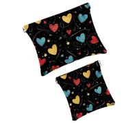FNETJXF Confezione da 2 scatole tascabili in ecopelle, piccole borse per il trucco per borsa, borsa portatile da viaggio per donne, borsa multifunzionale da viaggio, cuore San Valentino, modello793,