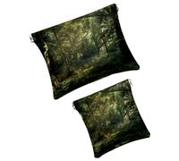 FNETJXF Confezione da 2 scatole tascabili in ecopelle, piccole tasche per borsa, borsa portatile da viaggio per donne, mini borsa per trucco tascabile per rossetti, arte della giungla della foresta