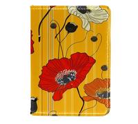 FNETJXF Custodia a portafoglio per passaporto per donne e uomini, custodia per passaporto in ecopelle, graziosa custodia per passaporto per donne/uomini, papavero di mais rosso fiore primavera, Motivo