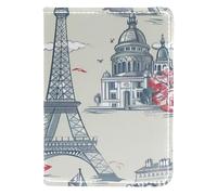 FNETJXF Custodia a portafoglio per passaporto per donne e uomini, custodia per passaporto in pelle PU, elementi essenziali da viaggio per le vacanze, Effiel Tower Parigi retrò mongolfiera, Motivo: