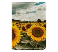 FNETJXF Custodia a portafoglio per passaporto per donne e uomini, custodia per passaporto in pelle PU, accessori essenziali da viaggio, campo naturale girasole, Motivo: 3496, 10x14cm/4x5.5 in