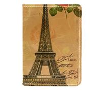 FNETJXF Custodia a portafoglio per passaporto, per donne e uomini, custodia per passaporto, porta documenti da viaggio, Parigi vintage, rosa, farfalla, torre Eiffel, Motivo: 4245, 11.5x16.5cm/4.5x6.5
