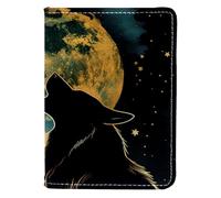 FNETJXF Custodia per passaporto, custodia per passaporto, custodia per passaporto, custodia da viaggio essenziale per donne e uomini, luna notturna, stella, lupo, Motivo: 3649, 10x14cm/4x5.5 in