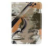 FNETJXF Custodia per passaporto, custodia per passaporto, custodia per passaporto, essenziale da viaggio per donne e uomini, musica retrò con chitarra e note musicali, Motivo: 3423,