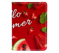 FNETJXF Custodia per passaporto, custodia per passaporto, in finta pelle, portafoglio per passaporto, da uomo, Hello Summer Anguria, fragola, frutta rossa, Motivo: 1661, 10x14cm/4x5.5 in