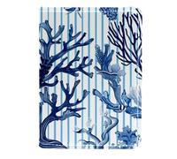 FNETJXF Custodia per passaporto da uomo, in ecopelle, portafoglio per passaporto, da donna, blu navy, conchiglie di cavalluccio marino tropicale con pesci coralli, Motivo: 3586, 11.5x16.5cm/4.5x6.5 in