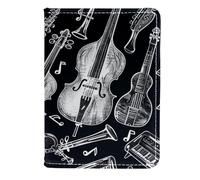FNETJXF Custodia per passaporto per donne e uomini, custodia per passaporto, custodia per passaporto per donne/uomini, strumento musicale, chitarra, pianoforte, batteria, Motivo: 3446,