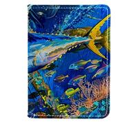 FNETJXF Custodia per passaporto per donne e uomini, custodia per passaporto in pelle PU, accessori da viaggio per donne e uomini, vita marina pesci tropicali corallo, Motivo: 2349, 10x14cm/4x5.5 in