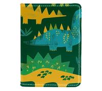 FNETJXF Custodia per passaporto, porta passaporto, portafogli, accessori essenziali da viaggio, motivo dinosauro con ossa verdi, Modello151, 10x14cm/4x5.5 in