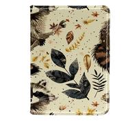 FNETJXF Custodia per passaporto, porta passaporto, portafogli, essenziale da viaggio, per donne e uomini, piccolo procione con fiori in stile cartone animato, autunno, Motivo: 2046,