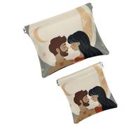 FNETJXF Love Wins - Scatola tascabile in similpelle, 2 pezzi, piccola borsa per il trucco, mini tasca tascabile, borsa multifunzionale per riporre schegge, modello1084, 7.1x5.8in/4.7x4.5in