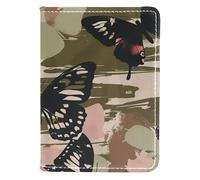 FNETJXF Porta passaporto, custodia per passaporto, custodia per passaporto, essenziale da viaggio per donne e uomini, motivo vintage moderno grigio rosa farfalla, Motivo: 2980, 10x14cm/4x5.5 in