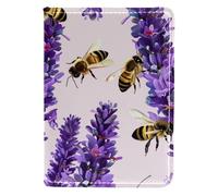FNETJXF Porta passaporto, custodia per passaporto in finta pelle, portafoglio per passaporto da donna, fiore di lavanda ape, Motivo: 1844, 10x14cm/4x5.5 in
