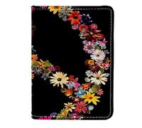 FNETJXF Porta passaporto, custodia per passaporto in pelle PU, elementi essenziali da viaggio per donne e uomini, fiore colorato della pace, Motivo: 4524, 11.5x16.5cm/4.5x6.5 in