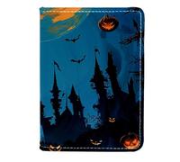 FNETJXF Porta passaporto, custodia per passaporto in pelle PU, portafoglio per passaporto, da donna, pipistrello notturno Jack-O-Lantern Halloween, Motivo: 1363, 11.5x16.5cm/4.5x6.5 in