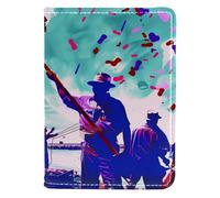 FNETJXF Porta passaporto da donna, custodia per passaporto da viaggio, porta documenti da viaggio, motivo blu Happy Labor Day, Modello1494, 10x14cm/4x5.5 in