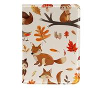 FNETJXF Porta passaporto da donna, in ecopelle, porta documenti da viaggio, foresta riccio, volpe, procione, adorabile animale, Motivo: 873, 11.5x16.5cm/4.5x6.5 in