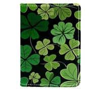 FNETJXF Porta passaporto da donna, in ecopelle, portafoglio per passaporto, portafoglio per passaporto, da uomo, trifoglio verde per il giorno di San Patrizio, Modello1199, 10x14cm/4x5.5 in