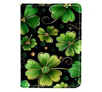 FNETJXF Porta passaporto da donna, in ecopelle, portafoglio per passaporto, portafoglio per passaporto, da uomo, trifoglio verde per il giorno di San Patrizio, Motivo: 1203, 10x14cm/4x5.5 in