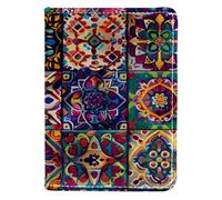 FNETJXF Porta passaporto da donna, in pelle PU, organizer per documenti di viaggio, mandala etnico colorato, Motivo: 457, 10x14cm/4x5.5 in