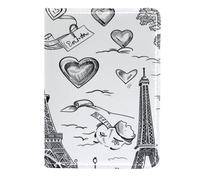 FNETJXF Porta passaporto da donna, in pelle PU, portafoglio per passaporto, da donna, Torre Eiffel, Francia, Parigi, San Valentino, Motivo: 338, 11.5x16.5cm/4.5x6.5 in