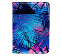 FNETJXF Porta passaporto da donna, porta passaporto, copertine per libri, accessori da viaggio, per donne e uomini, stile moderno di tartarughe tropicali sul retro in bambù foglia di palma, Motivo: