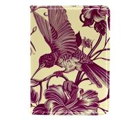 FNETJXF Porta passaporto da donna, porta passaporto, portafogli, accessori da viaggio per donne e uomini, moderno vintage viola fiore colibrì floreale, Motivo: 3195, 11.5x16.5cm/4.5x6.5 in