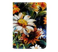 FNETJXF Porta passaporto da donna, portafoglio per passaporto, essenziale da viaggio per donne e uomini, moderno margherita girasole vintage floreale, Motivo: 2872, 11.5x16.5cm/4.5x6.5 in