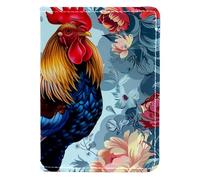 FNETJXF Porta passaporto da uomo, custodia per passaporto, libro passaporto, peonia gallo retrò floreale, Motivo: 4644, 10x14cm/4x5.5 in