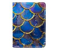 FNETJXF Porta passaporto da uomo, in ecopelle, porta documenti da viaggio, motivo sirena, viola e blu, Motivo: 2441, 11.5x16.5cm/4.5x6.5 in