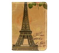 FNETJXF Porta passaporto da uomo, in pelle PU, accessori da viaggio per donne e uomini, Parigi vintage rosa farfalla Torre Eiffel, Motivo: 4252, 10x14cm/4x5.5 in