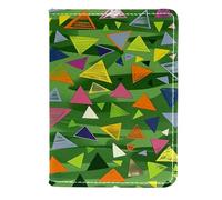 FNETJXF Porta passaporto, da uomo, in pelle PU, per passaporto, moderno, astratto, triangolo, verde, Motivo: 2634, 11.5x16.5cm/4.5x6.5 in