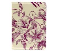 FNETJXF Porta passaporto da uomo, in pelle PU, portafoglio per passaporto, portafoglio per passaporto, portafoglio da uomo, moderno, vintage, viola, fiore colibrì floreale, Motivo: 3201, 10x14cm/4x5.5