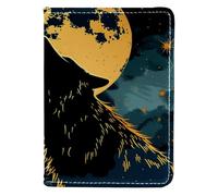 FNETJXF Porta passaporto da uomo, porta passaporto copertine portafogli, organizer per documenti di viaggio, paesaggio notturno città luna, Motivo: 3639, 10x14cm/4x5.5 in