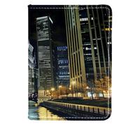 FNETJXF Porta passaporto da uomo, porta passaporto copertine portafogli, organizer per documenti di viaggio, paesaggio notturno città luna, Motivo: 3638, 10x14cm/4x5.5 in