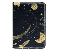 FNETJXF Porta passaporto, porta passaporto copertine portafogli, porta documenti da viaggio, pittura universo pianeta stella cadente, Motivo: 4118, 11.5x16.5cm/4.5x6.5 in