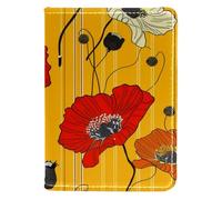 FNETJXF Porta passaporto, portafoglio passaporto, essenziale da viaggio per le vacanze, fiore rosso papavero di mais primavera, Modello24, 10x14cm/4x5.5 in