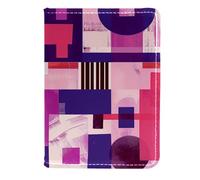 FNETJXF Porta passaporto, portafoglio passaporto, porta documenti da viaggio, motivo geometrico artistico, viola e rosa, Modello997, 11.5x16.5cm/4.5x6.5 in