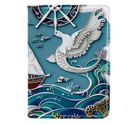 FNETJXF Porta passaporto, portafoglio passaporto, portafoglio passaporto, portafoglio per uomo, nautico ancora faro pesce, Motivo: 3510, 10x14cm/4x5.5 in