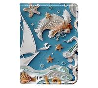 FNETJXF Porta passaporto, portafoglio passaporto, portafoglio passaporto, portafoglio per uomo, nautico ancora faro pesce, Motivo: 3509, 10x14cm/4x5.5 in