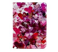 FNETJXF Porta passaporto, portafoglio per passaporto, accessori da viaggio per donne e uomini, con scritta "Happy Valentine's Day", cuore rosa e farfalla, Motivo: 1515, 11.5x16.5cm/4.5x6.5 in